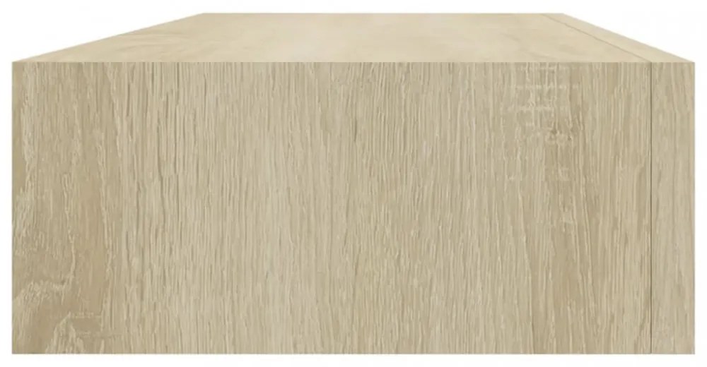 tölgyszínű MDF falra szerelhető fiókos polc 60 x 23,5 x 10 cm