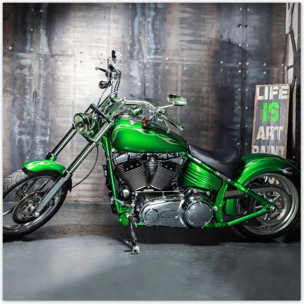 Poszterek 70x70 Zöld chopper Motorkerékpár