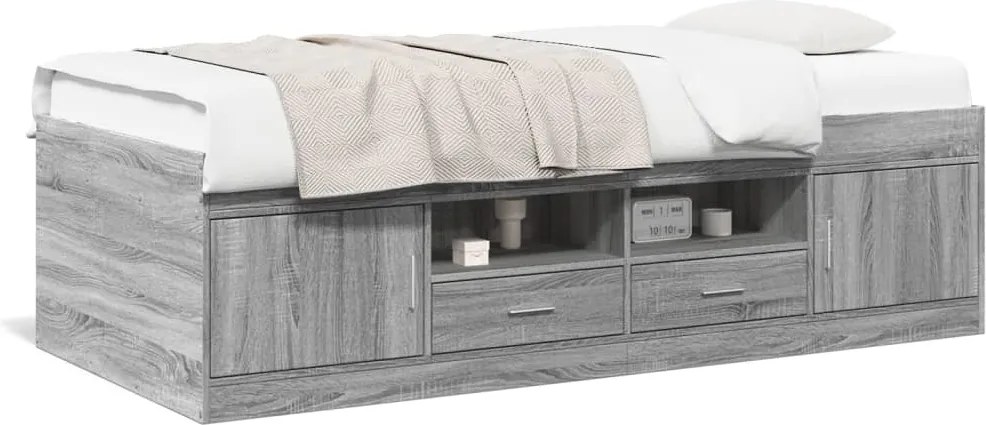 vidaXL szürke sonoma kanapéágy fiókkal matrac nélkül 90x200 cm