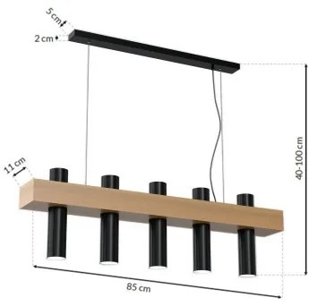 Csillár zsinóron WEST 5xGU10/25W/230V fekete