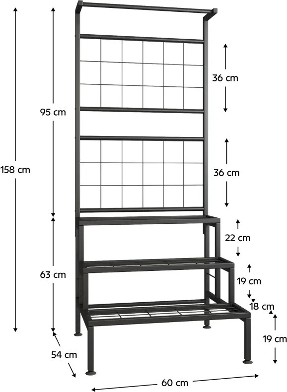 Fém virágállvány, fekete, BALKO