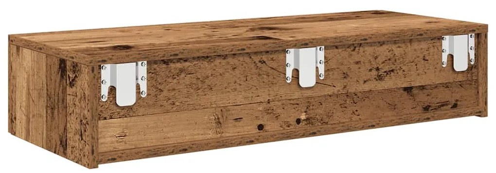 Falipolc fiókokkal régi fa 80x33x17 cm műszaki fa