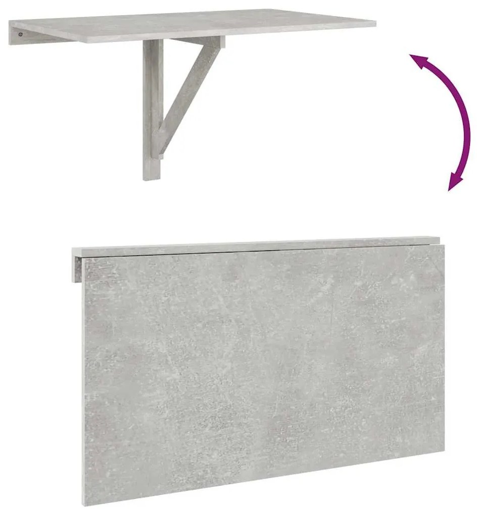betonszürke szerelt fa összecsukható fali asztal 100x60x56 cm