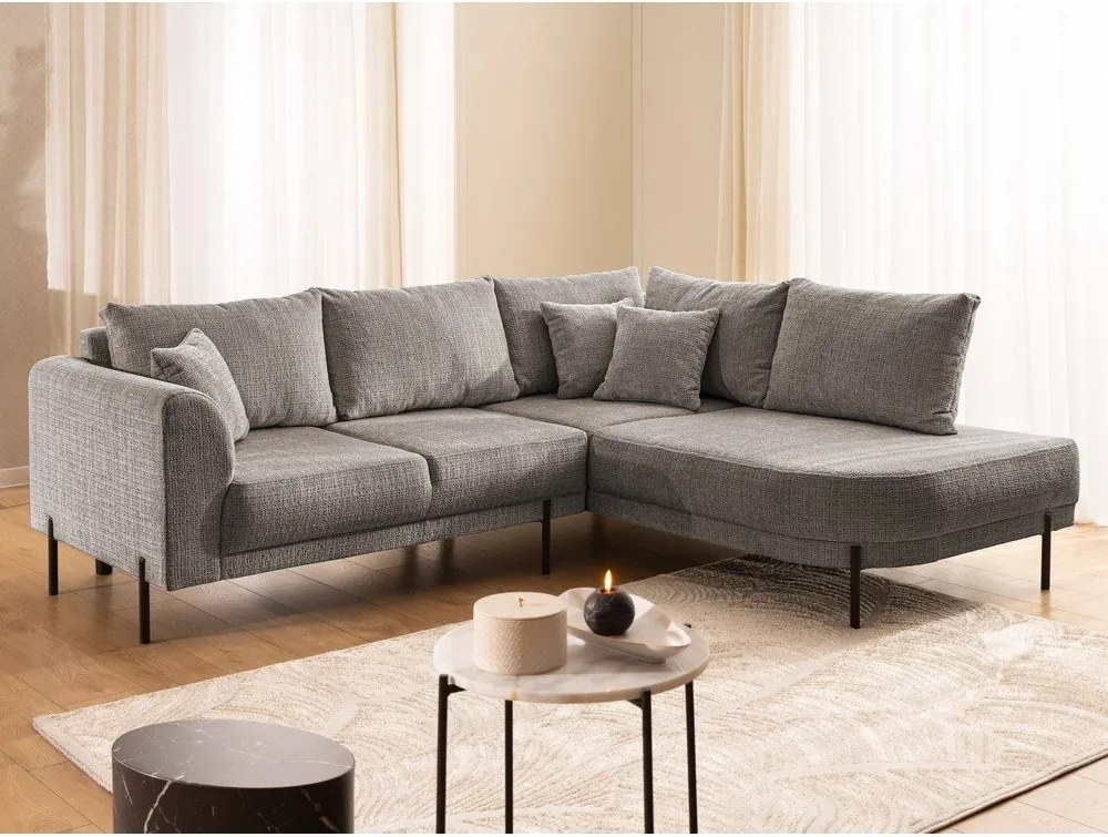 Szürkésbarna zsenília sarokkanapé (jobb oldali-L alakú) Mauris – Ropez