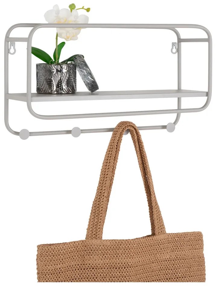 Feira kalaptartó fogas, acél, szürke 45x15x25 cm