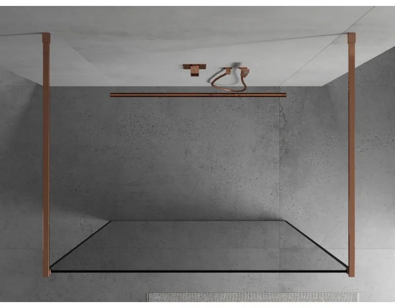 Mexen, Mexen Kioto zuhanyfal 150 x 200 cm, átlátszó/fekete minta 8 mm, rózsaszín arany - 800-150-002-60-70