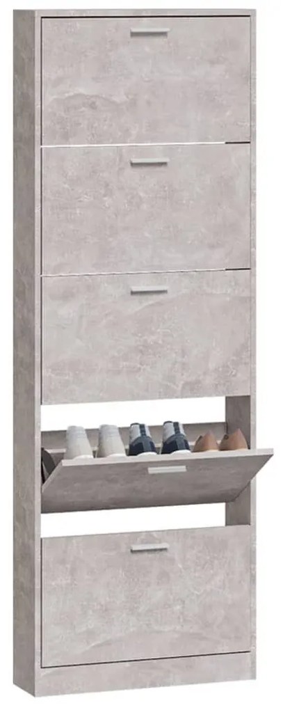 betonszürke szerelt fa cipőszekrény 59 x 17 x 169 cm