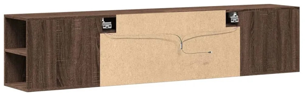 barna tölgy színű fali TV-szekrény LED-del 180 x 31 x 39,5 cm