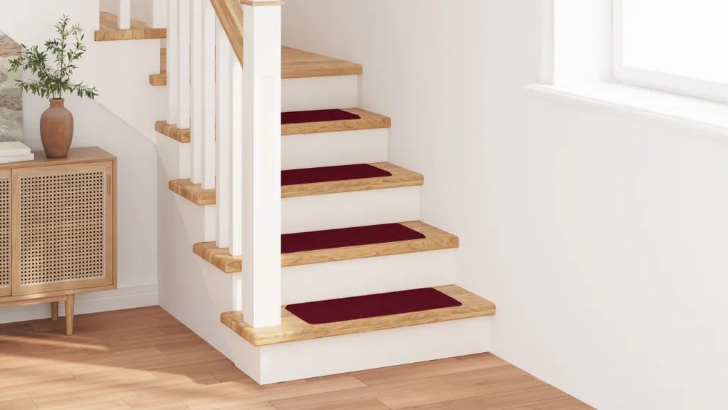 Csúszásmentes Lépcsőszőnyegek 15 pcs Bordó 60 x 25 cm PP