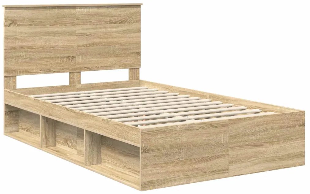 vidaXL Ágykeret fejtámlával Sonoma 120 x 200 cm Tömör fenyőfa