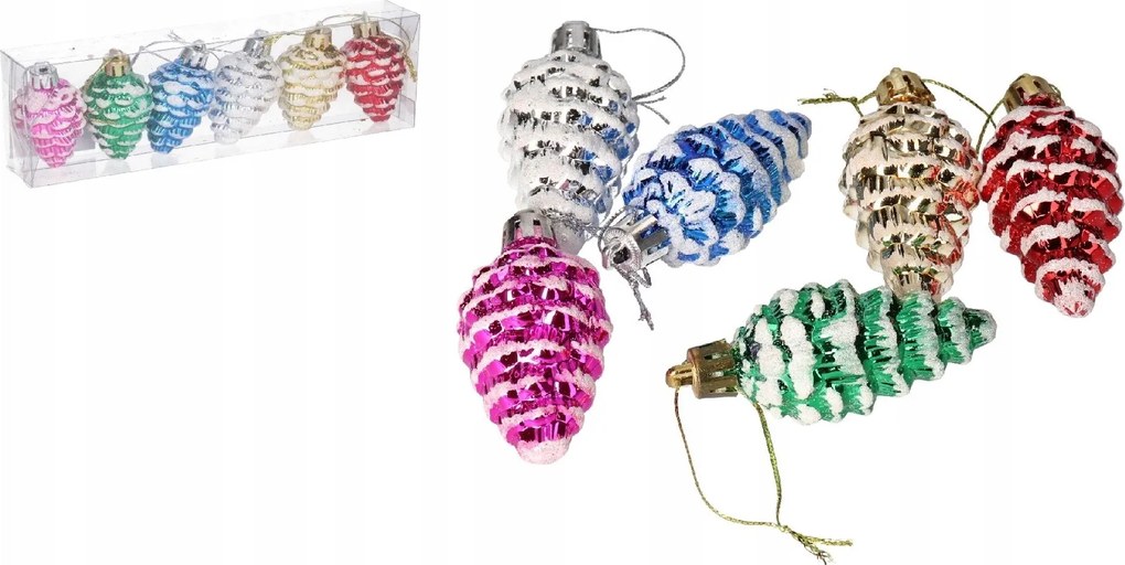 Műanyag Karácsonyfadísz Toboz 6DB-OS