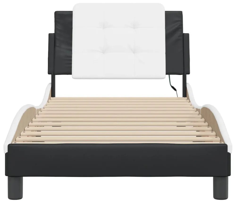 fekete és fehér ágykeret LED-ekkel matrac nélkül Zadar 90 x 200 cm