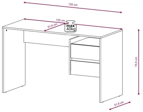 Íróasztal fiókokkal MARLO, artisan tölgy/antracit