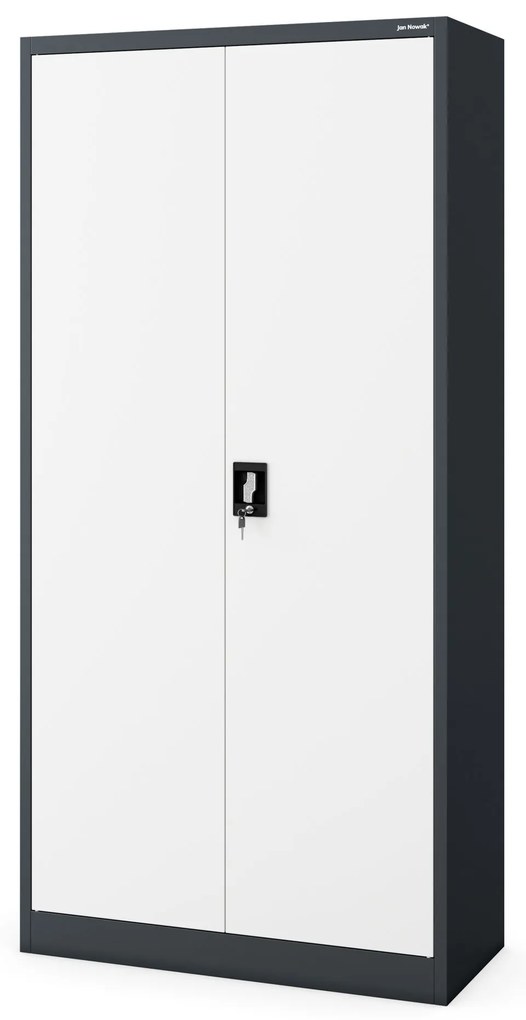 Zárható takarítószekrény DAWID 900 x 1850 x 450 mm, antracit-fehér