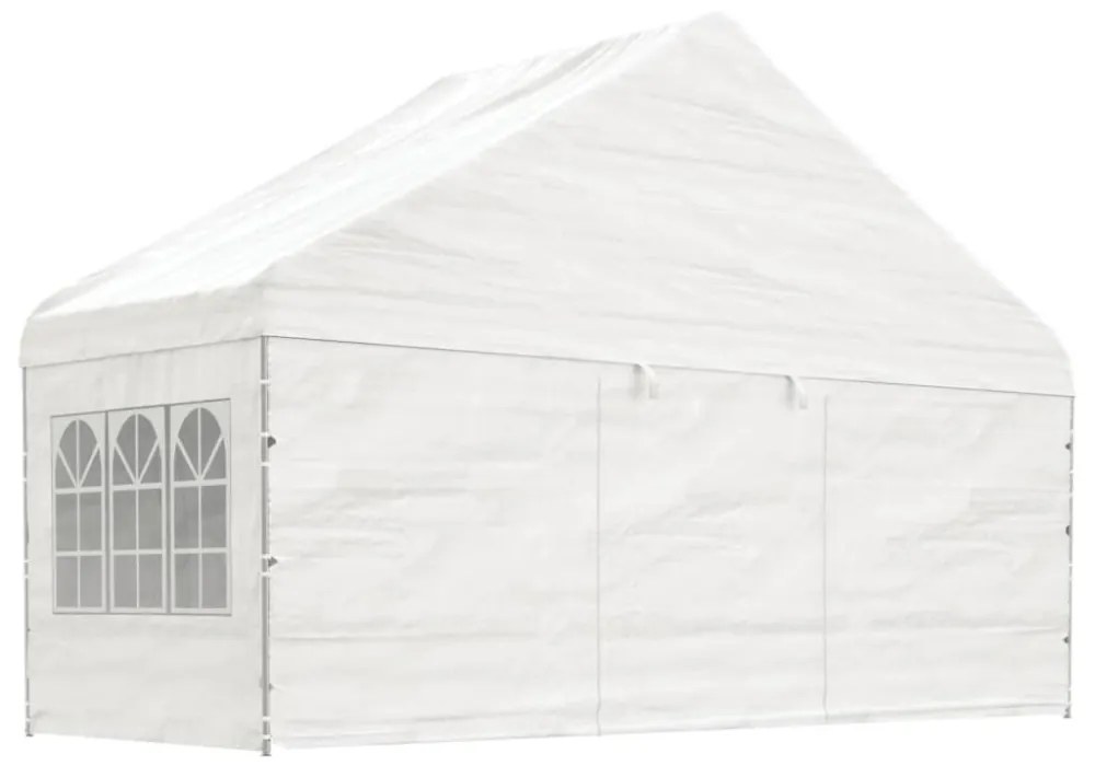fehér polietilén pavilon tetővel 15,61 x 5,88 x 3,75 m