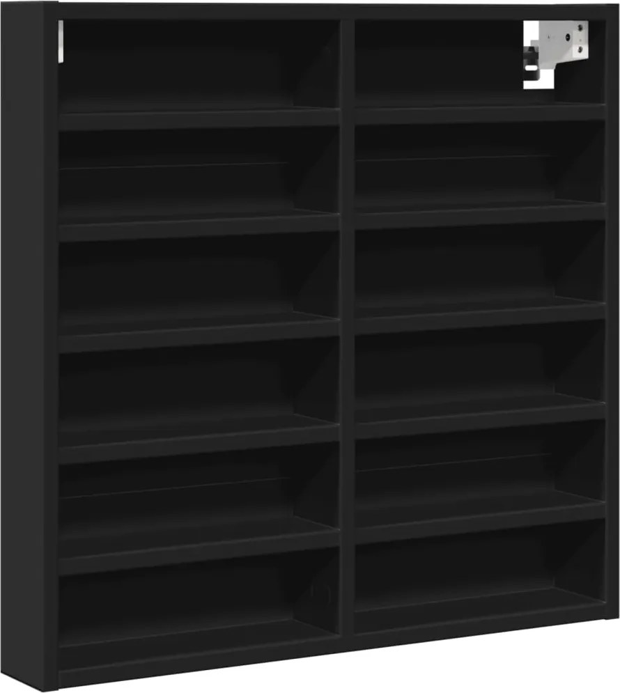 vidaXL fekete szerelt fa vitrinszekrény 60 x 8,5 x 58 cm