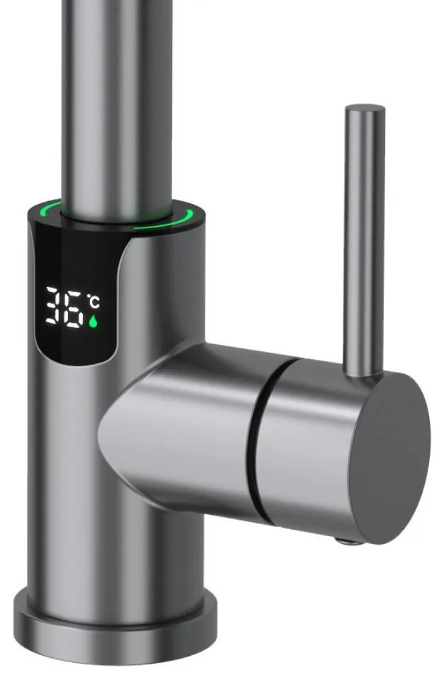 Austler FH-3113 mosogató csaptelep - kiemelhető multifunkciós fej - vízhőfok kijelző (gunmetal)