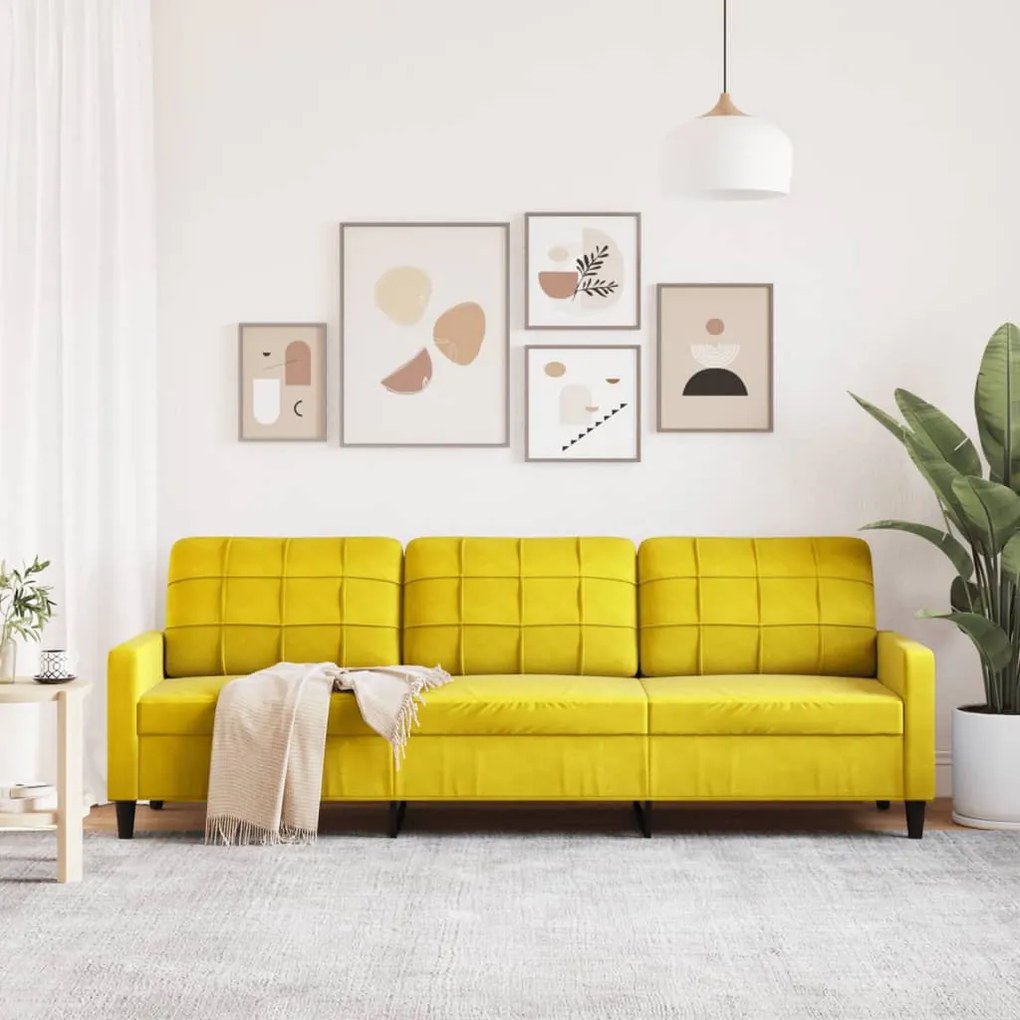 3 személyes sárga bársony kanapé 210 cm