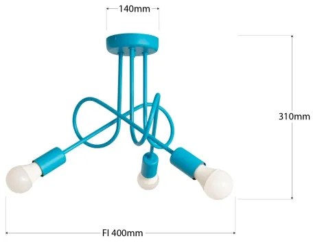 LED gyerekszobai felületre szerelhető csillár OXFORD 3xE27/15W/230V kék