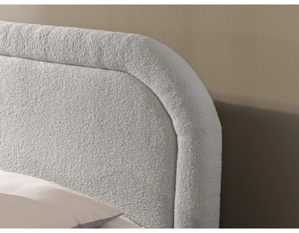 Világosszürke ágyneműtartós boxspring ágy 140x200 cm Ornes – Ropez