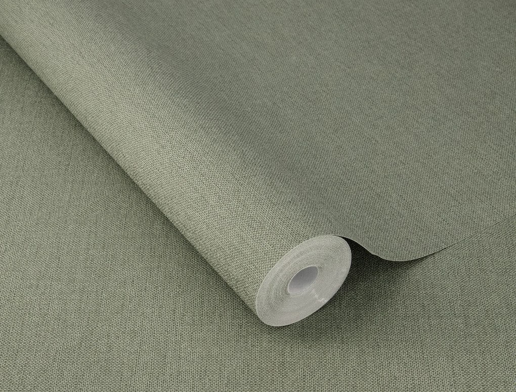 Vinyl tapéta flizelin mosható vászon utánzat zöld len