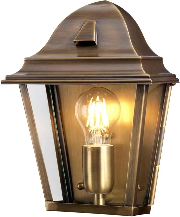 ELSTEAD ST-JAMES-BRASS ST. JAMES Klasszikus Kültéri Fali Lámpa Antik Sárgaréz, Átlátszó E27 IP44