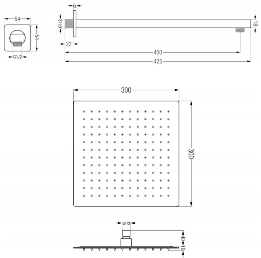 Mexen CUBE - 2 utas, rejtett zuhanygarnitúra 6 az 1-ben, króm, 5907709105775