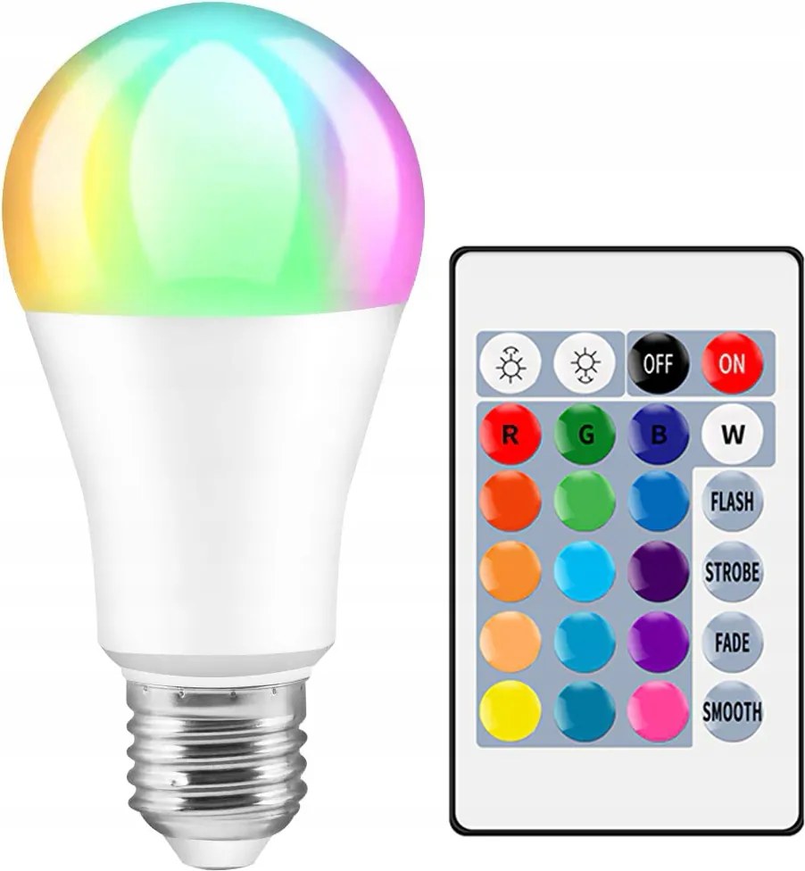 Smart Izzó E27 Színes Led Rgb 9W Szabályozható Gömb Ir Távirányító