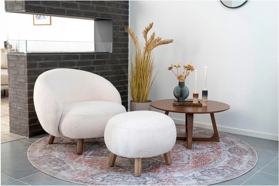 Krémszínű fotel lábtartóval Savona – House Nordic