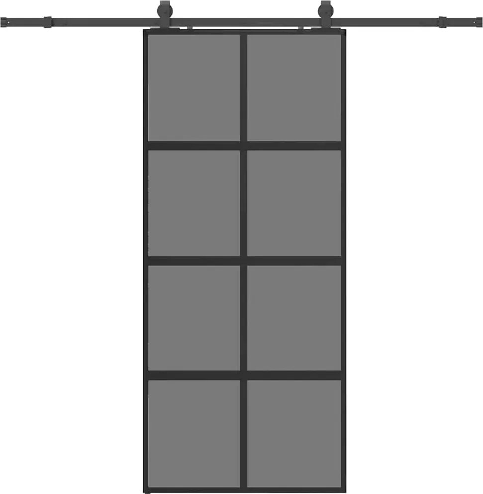 vidaXL fekete edzett üveg tolóajtó fémszerelék szettel 90x205 cm