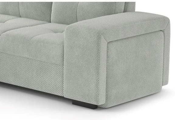 PALERMO ággyá alakítható kanapé tárolóval és puffal, világosszürke, balos kivitel