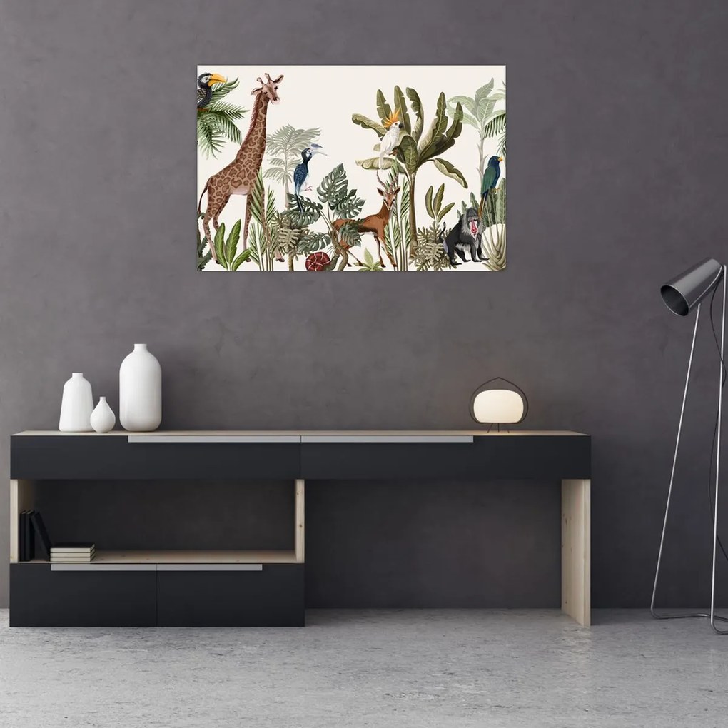 Kép - Állatokkal teli dzsungel (90x60 cm)