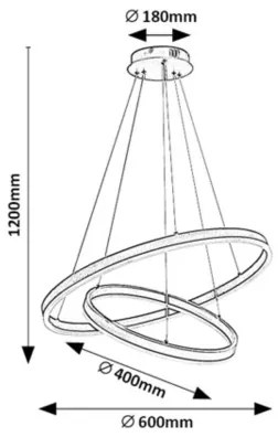 Rabalux 72305 - LED dimmelhető kábelre függeszthető csillár ISAURE LED/80W/230V 3000-6500K+távirányító