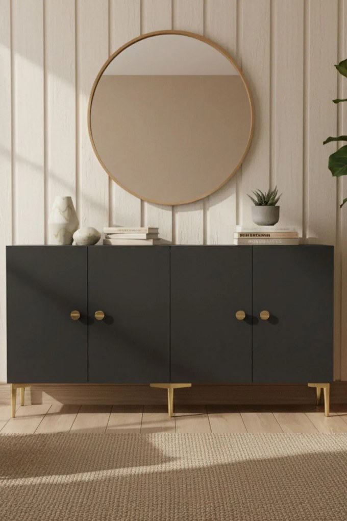 Simple komód, antracit-arany, 150 cm