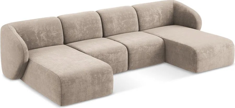 Világosbarna zsenília (U alakú) sarokkanapé Lani – Makamii