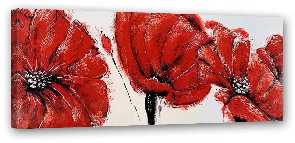 Gario Vászonkép 3 piros pipacs Méret: 120 x 40 cm