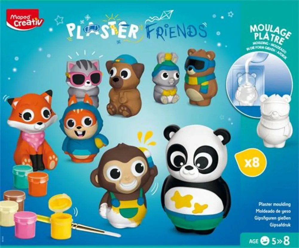 Gipszkiöntő készlet formákkal és festékkel, MAPED CREATIV Plaster Friends (IMAC907209)