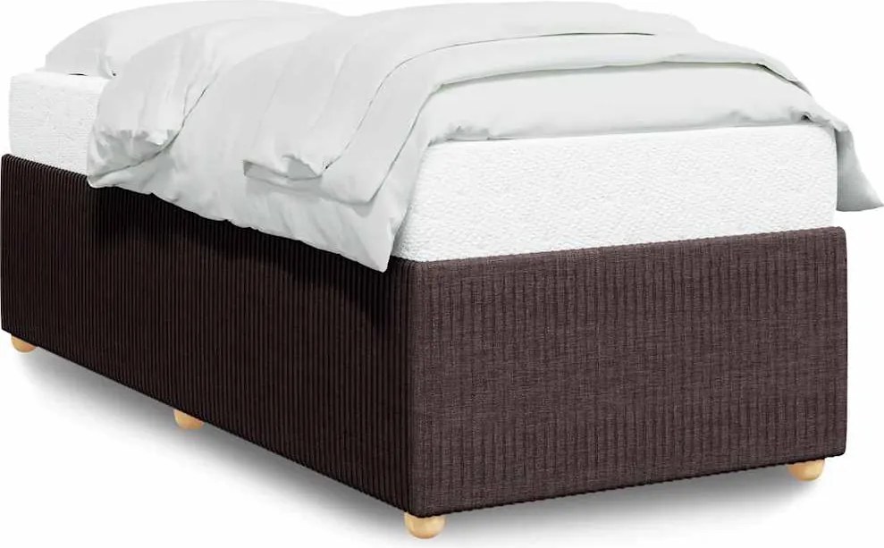 vidaXL sötétbarna szövet ágykeret matrac nélkül 90x200 cm