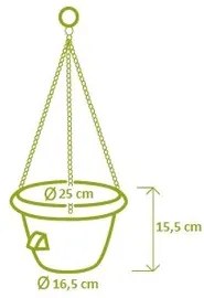 Plastia Önöntöző függesztett virágtartó 25 cm, narancssárga, 25 cm átmérőjű