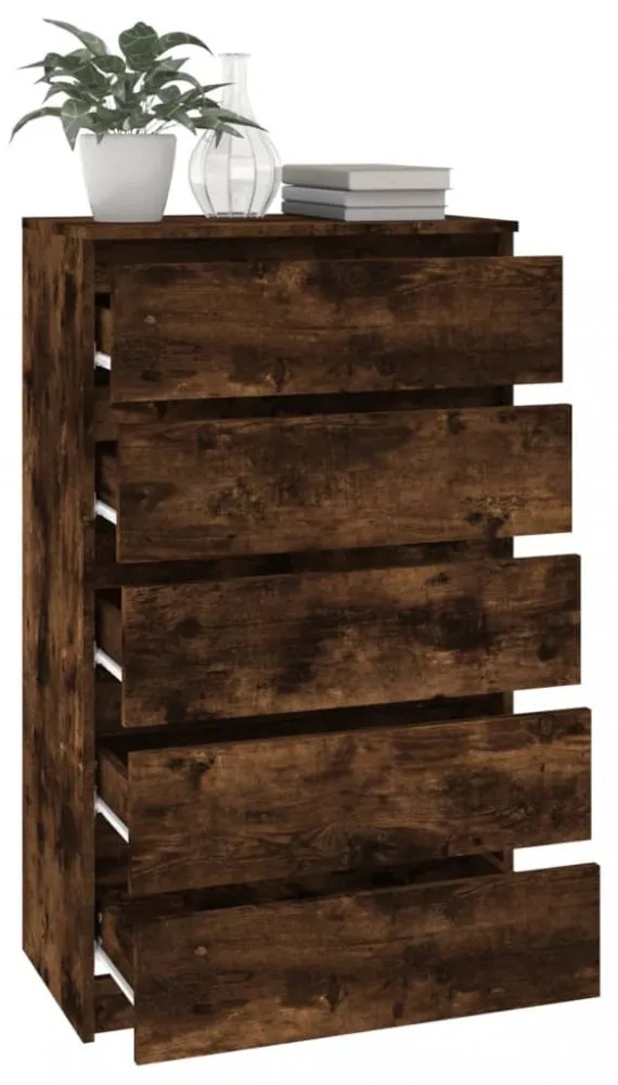füstös tölgy szerelt fa fiókos szekrény 60 x 36 x 103 cm