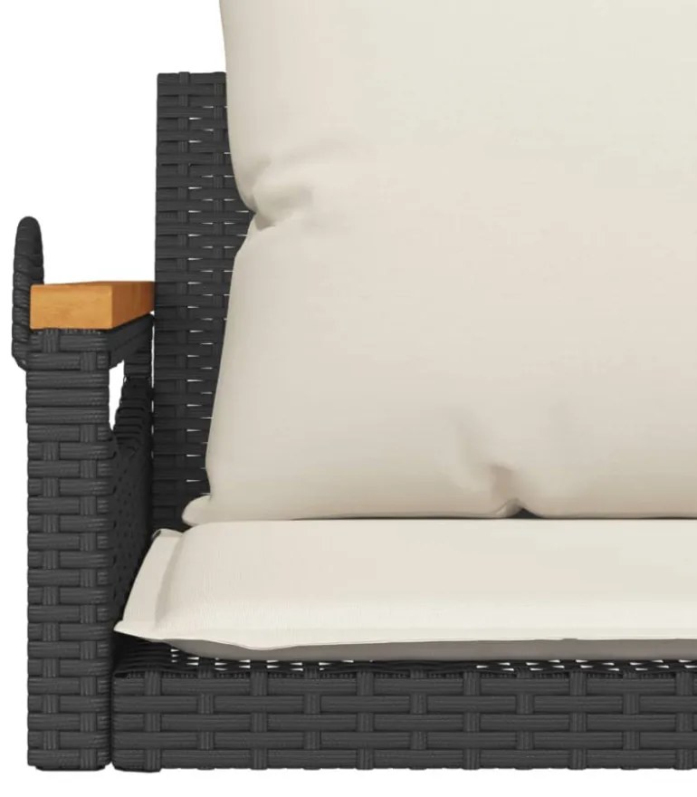 fekete polyrattan hintapad párnákkal 63 x 62 x 40 cm