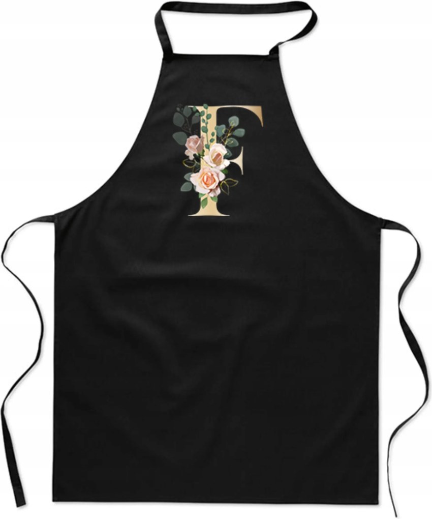 Konyhai Kötény fekete F Betűvel monogram Franek Fausztina FA_335_cz