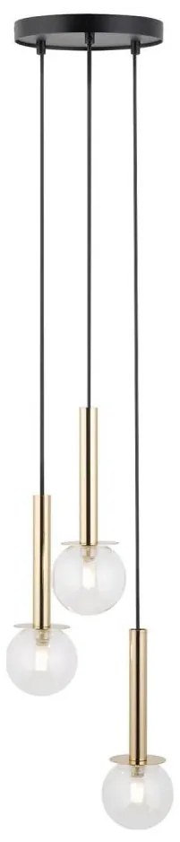 Csillár zsinóron DAISY 3xG9/12W/230V átm. 27 cm arany/fekete/átlátszó