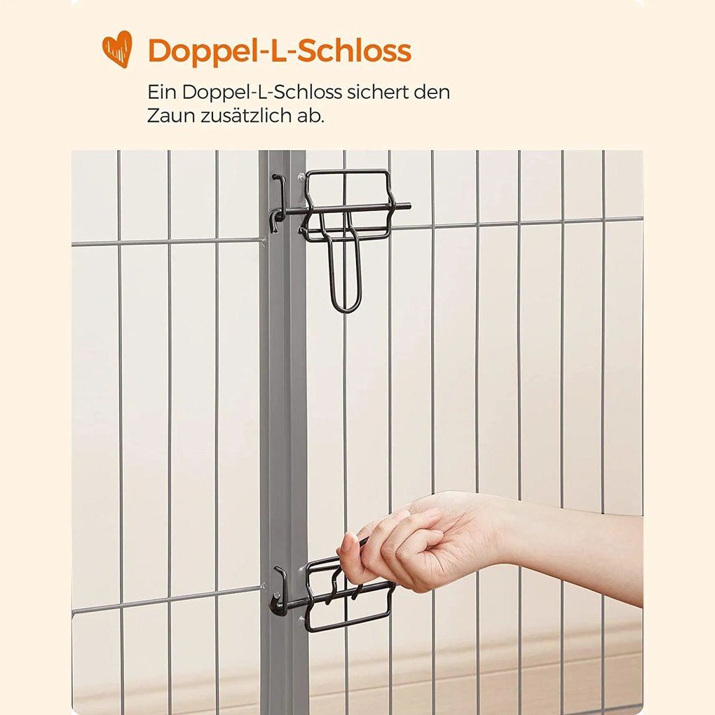 Kutya kennel, kutyakerítés, kifutó kutyáknak 8 részes, fekete 240x80x100cm
