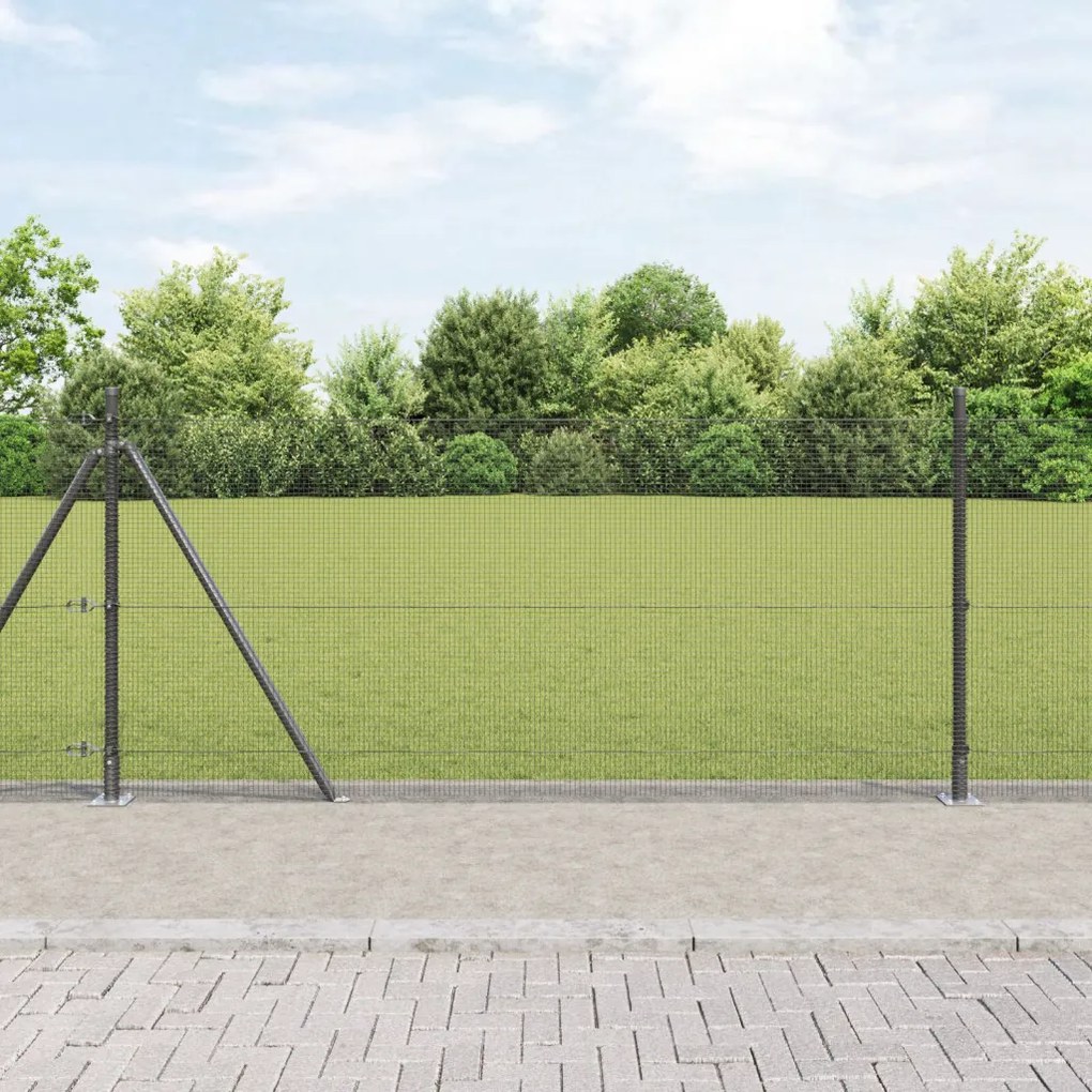Hegesztett huzal kerítés 13 felfogó oszloppal Szürke 1x50 m Acél