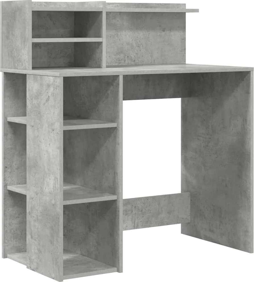 vidaXL Asztal polcokkal Beton Szürke 90 x 48 x 101,5 cm Faanyag