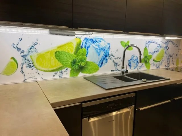 Wallplex falburkoló konyhapanel Lime és jég (Méret: Kicsi 60x120)