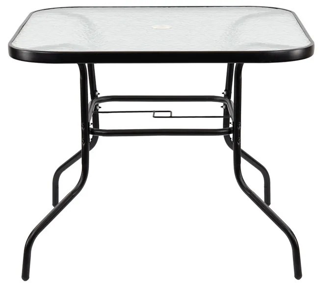 Vella fémvázas üveg kerti asztal