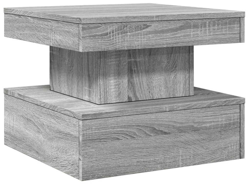 Szürke sonoma színű dohányzóasztal LED-lámpákkal 50x50x40 cm