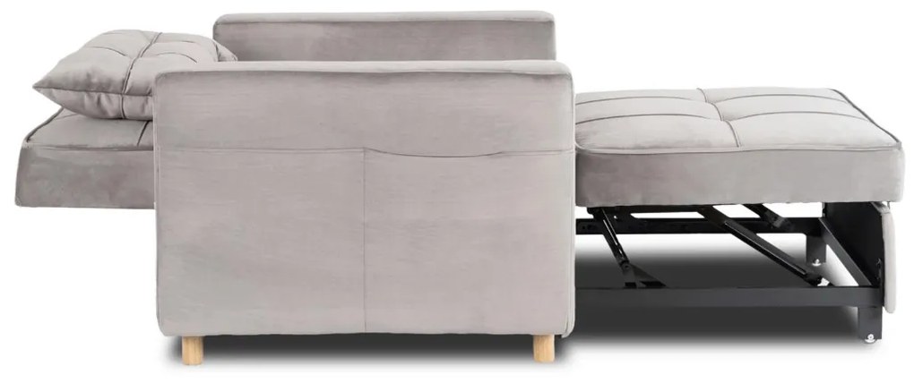 Ágyazható Fotel Szürke Bársony Kárpittal. SOLOR